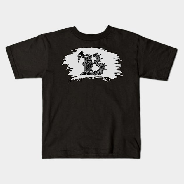 Gothic letter B – Alphabet typography Kids T-Shirt by IrvinGoth Garden